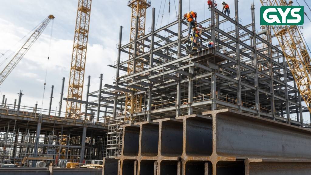 Tahapan Konstruksi Gedung dengan Struktur Baja dari Fabrikasi hingga Erection